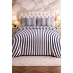 More Home Tek Kişilik Nevresim Takımı Lastikli Çarşaflı Çizgili Gri Beyaz - 160 x 220 cm - Beyaz - Gri