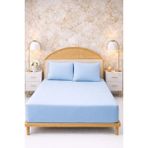 More Home Tek Kişilik Pamuklu Lastikli Çarşaf Seti Mavi - 180x200