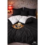 More Home Tek Kişilik Pamuklu Yorgan Kılıfı + Yastık Kılıfı Siyah Beyaz