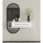 Morepp Glow 70CM Duvara Monte Kapaklı Raflı Modern Dresuar Beyaz-Altın - Beyaz - Altın