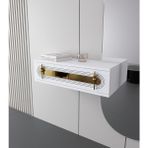 Morepp Işık 70CM Duvara Monte Kapaklı Raflı Modern Dresuar Beyaz-Altın - Beyaz - Altın