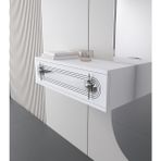 Morepp Işık 70CM Duvara Monte Kapaklı Raflı Modern Dresuar Beyaz-Gümüş - Beyaz - Gümüş