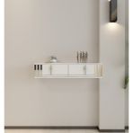 Morepp Skyp 90 cm ,2 Kapaklı, Raflı, Duvara Monte Dresuar Beyaz-Gümüş - Beyaz - Gümüş