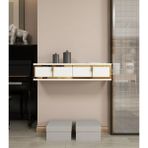 Morepp Skyt 90 cm 2 Kapaklı,raflı, Duvara Monte Dresuar Beyaz-Altın - Beyaz - Altın