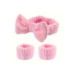 Moresun Süper Soft Spa Takımı 2 Adet Yüz Yıkama Bilekliği Ve Elastik Saç Bandı Sporcu Pembe Set