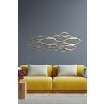 Morimora School Of Fish Metal Duvar Dekorasyonu - Gold - 150 X 53 Cm