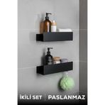 Morimora Yüksek Kaliteli Paslanmaz Banyo Düzenleyici Şampuanlık Duş Rafı - 2'li Set