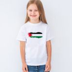 Morinna Filistin Bayrağı Desenli Baskılı Çocuk Tişört T-Shirt Mr-02 - 10 - 11 Yaş - 001-Beyaz