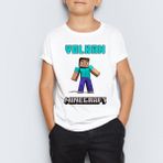 Morinna Isme Özel Minecraft Baskılı Çocuk Tişört T-Shirt Mr-04 - 12 - 13 Yaş - 001-Beyaz