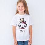 Morinna Kişiye Isme Özel Hello Kitty Baskılı Çocuk Tişört T-Shirt Mr-02 - 8 - 9 Yaş - 001-Beyaz