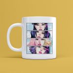Morinna MR11 Black Pink Tasarımlı Beyaz Kupa