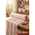 Morlay %100 Pamuk Kırmızı Kalpli Poplin Kumaş En: 240 cm Nevresim, Çarşaf, Yastık Kılıfı, Elbise ve Çanta