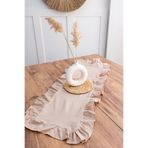 Morlay Naturel Kahve Fırfırlı Keten Runner - 40x110 Cm