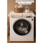 Morlay Vintage Fırfırlı Çamaşır Makinesi Örtüsü - Çeyizlik Pamuklu Dekoratif Banyo Makine Kılıfı