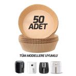 Morlimon 50 Adet Airfryer Pişirme Kağıdı Hava Fritözü Xiaomi Philips Yağsız Tefal Kumtel Marka Uyumlu