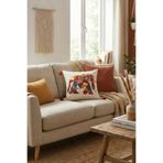morlina home Dekoratif Etnik Fil Desenli Punch Nakışlı Püsküllü Gizli Fermuarlı Kırlent Kılıfı 42x42 cm