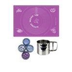 Morlu 45x65 Cm Silikon Hamur Açma Matı, Çelik Un Eleği ,100 Adet Muffin Airfryer Cupcake Kağıdı Çok Renkli