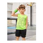MORNİNG KİDS Erkek Çocuk Neon Yeşil PlayandRun Baskılı Sıfır Kol Penye Tişört