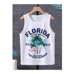 MORNİNG KİDS Erkek Çocuk Sıfır Kol Beyaz Florida Baskılı Penye Tişört