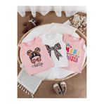 MORNİNG KİDS Kız Çocuk 3'lü Paket Sıfır Kol KidLife-Kurdele-Mini Bonita Tasarım Penye Tişört (Pembe-Beyaz-Pembe)