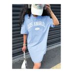MORNİNG KİDS Kız Çocuk Bebe Mavi LosAngeles Baskılı Tişört-Elbise