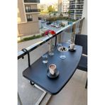 Morpanya Consept Siyah Metal Askılı Balkon masası Katlanabilir Bahçe Masası 80 x 40 cm Pratik Kullanım Sunar