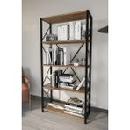 Morpanya Mars Metal Kitaplık 5 Raflı Dekoratif Kitaplık Dosya Kitap Raf Ofis Ev Rafı - 160 x 73 cm - Ahşap