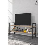 Morpanya Smart Tv Sehpası Raflı Tv Ünitesi Metal Kitaplıklı Televizyon Sehpası Lcd Masa Sehpa Ceviz