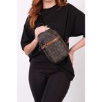 Morpelikan Kadın Üç Bölmeli Kahve Renkli Monogram Body Bag Omuz Göğüs Çantası