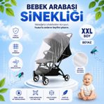 Morpheus Home Beyaz Bebek Arabası Sinekliği Tüm Bebek Arabası & Puset Modellerine Uygun, Lastikli XXL Cibinlik