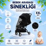 Morpheus Home Siyah Bebek Arabası Sinekliği Tüm Bebek Arabası & Puset Modellerine Uygun, Lastikli XXL Boy Cibinlik