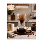 morponi Borosilikat Cam Kahve Demeleme Seti Dripper Ve Sürahi - 100 Adet Filtre Kağıdı Hediyeli 500 ML