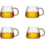 Morponi Borosilikat Cam Lüks Buzlu Cam Kupa Gold Sap Detaylı 350 ml 4 Adet - Şeffaf