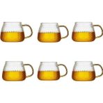 Morponi Borosilikat Cam Lüks Buzlu Cam Kupa Gold Sap Detaylı 350 ml 6 Adet