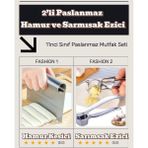 Morport Lüks Çelik Hamur Kesme Aparatı I Çelik Sarımsak Ezeceği I 2'li Kombin Set