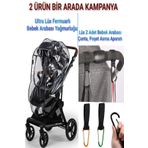MorPort Lüx Fermuarlı Bebek Arabası Yağmurluğu Ve 2 Adet Bebek Arabası Kanca 2 Ürün Bir Arada