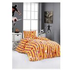 MORRİVAL SARI-KIRMIZI TEK KİŞİLİK 100x200 LASTİKLİ ÇARŞAFLI NEVRESİM TAKIMI, 155X215 FERMUARLI YORGAN KILIFI