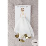 Mortex Beyaz Gold Şifon Kartlı 1 Adet Hediyelik Halay Mendili, Düğün Kına Sünnet Nişan Nedime Bride Gelin