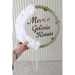 Mortex Beyaz Led'li Şeffaf Gelin Tefi 32 Cm 3d Çiçekli Taşlı Nedime Bride Kına Düğün Parti Defi