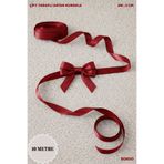 Mortex Bordo Saten Kurdele 2 cm 10mt - Bohça, Nikah, Nişan, Çeyiz, Hediye, Süsleme, Doğum Günü, Parti
