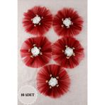 Mortex Bordo Tohumlu Çiçekli Bohça Süsü 10'Lu Çeyiz, Düğün, Nikah, Nişan, Konvoy, Sünnet, Kına