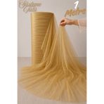 Mortex Gold Altın Süsleme Tülü-Boy 1 MT, En Sabit 3 MT-Kına, Düğün, Söz, Nişan, Nikah, Bride, Kapı, Doğum Günü, Parti, El işi, Bohça Tülü, Çeyiz, Konvoy, Dekor, Gelin, Damat, Valiz, Hastane, Hediye Süslemesi