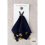 Mortex Lacivert Gold Şifon Kartlı 1 Adet Hediyelik Halay Mendili Düğün Kına Sünnet Nişan Nedime Bride Gelin