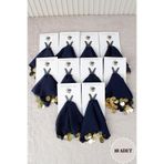 Mortex Lacivert Gold Şifon Kartlı 10 Adet Hediyelik Halay Mendil Düğün Kına Sünnet Nişan Nedime Bride Gelin
