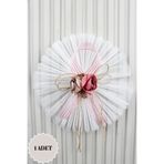 Mortex Pembe Çiçekli Hilton Kurdeleli Bohça Süsü 1 Adet, Çeyiz, Düğün, Nikah, Nişan, Konvoy, Sünnet, Kına