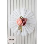 Mortex Pudra Çift Saten Çiçekli Bohça Süsü 1 Adet Çeyiz, Düğün, Nikah, Nişan, Konvoy, Sünnet, Kına
