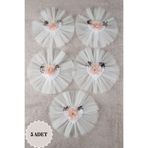 Mortex Pudra Yıldız Çiçek Güpürlü Bohça Süsü 5'Li, Çeyiz, Düğün, Nikah, Nişan, Konvoy, Sünnet, Kına