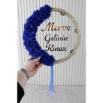 Mortex Saks Mavi Led'li Şeffaf Gelin Tefi 32 Cm 3d Çiçekli Taşlı Nedime Bride Kına Düğün Parti Defi