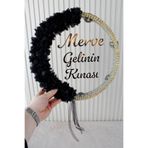 Mortex Siyah Led'li Şeffaf Gelin Tefi 32 Cm 3d Çiçekli Taşlı Nedime Bride Kına Düğün Parti Defi