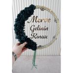 Mortex Yeşil LED'li Şeffaf Gelin Tefi 32 cm 3D Çiçekli Taşlı Nedime Bride Kına Düğün Parti Defi